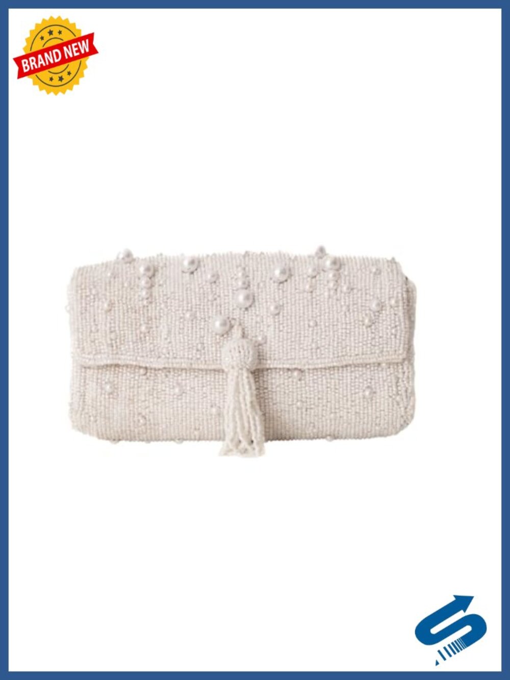 Beaded Clutch Evening Bag with Removable Chain Strap